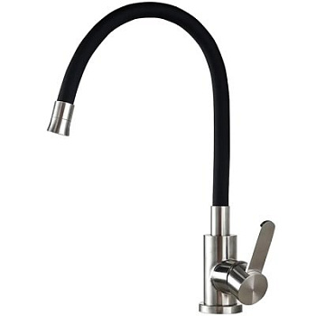 Смеситель L74004-2 для кухни с силиконовым изливом (черный) LEDEME 